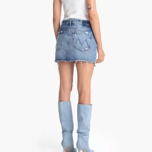 Mother The Vagabond Mini Fray Denim Skirt in Wicked NWT